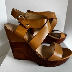 Aldo Faustina Camel Wedge Sandals, sz 10